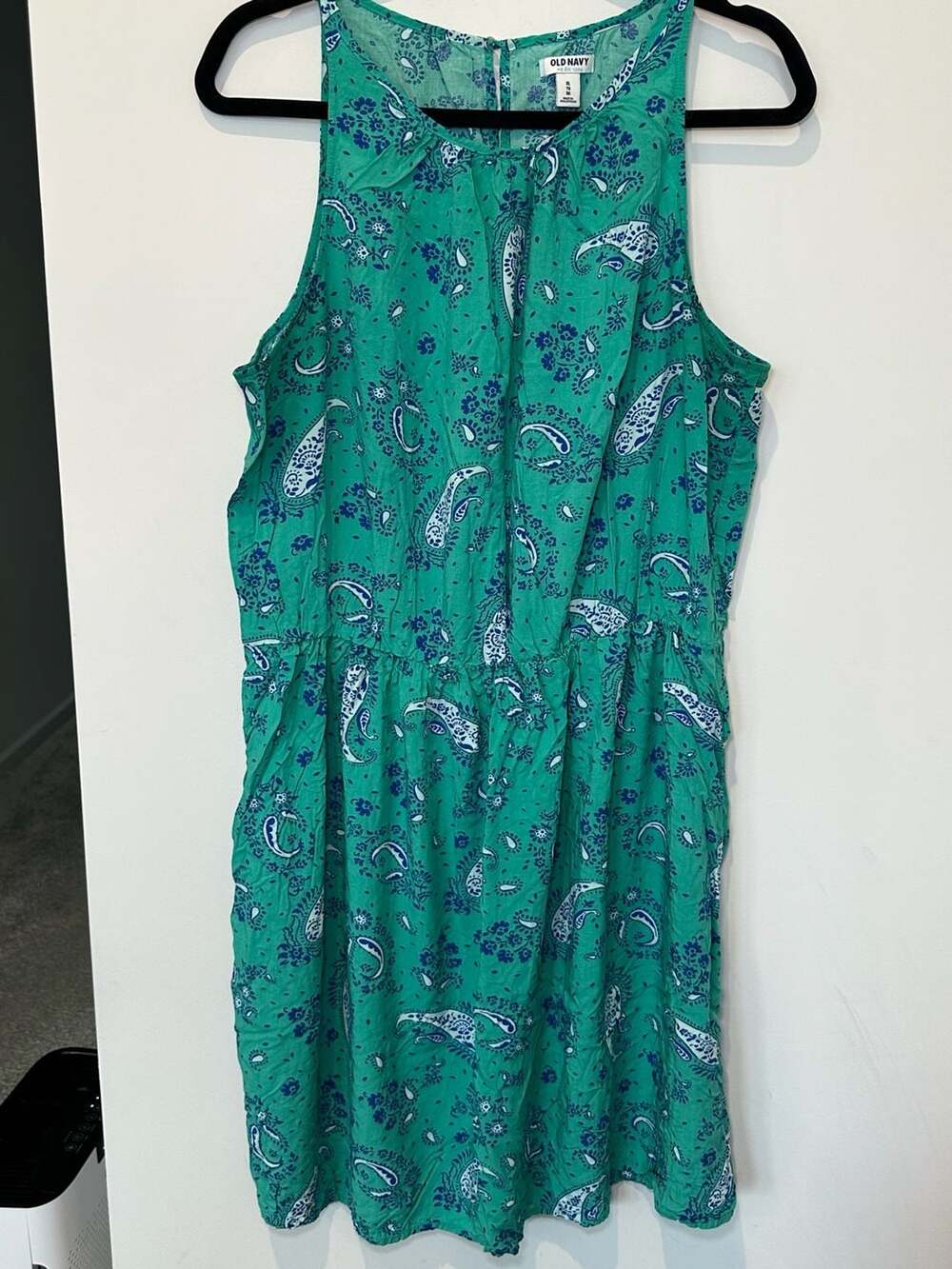 Old Navy Green and Blue Paisley Print Sleeveless Dress Size XL